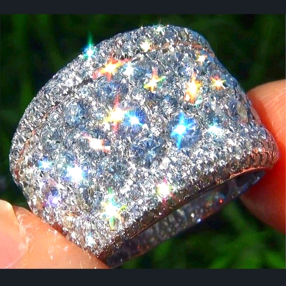 Jewelry - NEW Luxury 925 Silver Diamond Wedding Band NEW